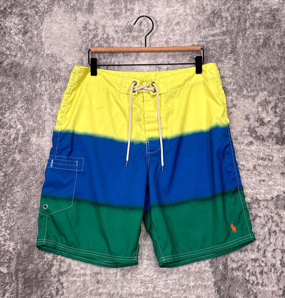 Polo Ralph Lauren Board Shorts 32 Mens Dye Stripe Color Block Swim